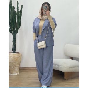 ست کت و شلوار آستین عروسکی مدل ملینا کد 1012