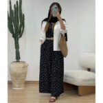 ست شومیز و اورال گل دار جنس لنین کد 1046 - Image 4