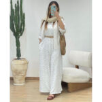 ست شومیز و اورال گل دار جنس لنین کد 1046 - Image 6