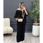 ست مانتو شلوار تک جیب آستین پاگن کد 1056 - Image 2