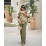 ست شومیز و شلوار جلو بسته طرح دار