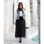 ست 4 تکه وست + شومیز + دامن + شال