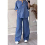 ست شومیز جلو بسته و شلور مدل تانیا کد 1026 - Image 6