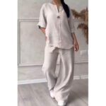 ست شومیز جلو بسته و شلور مدل تانیا کد 1026 - Image 8