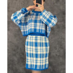 ست کراپ و دامن بافت