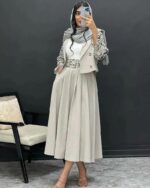 ست کت و دامن کرپ کد 1077 - Image 4