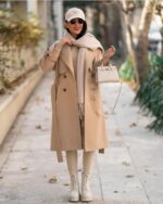 پالتو فوتر بلند کمربند دار مدل ماهور کد 1113 - Image 5