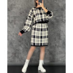 ست کراپ و دامن بافت