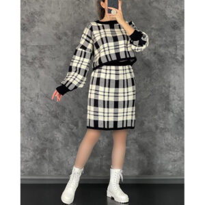 ست کراپ و دامن بافت