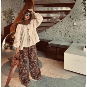 کت عروسکی و شلوار طرح دار