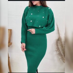 ست دو تیکه بافت سارافون و رویه مدل موژان