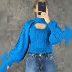 ست 2 تکه تاپ و آستین بافت کد 1075 - Image 5