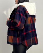 شکت چهارخونه کلاه تدی پشمی کد 1156 - Image 6