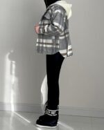 شکت چهارخونه کلاه تدی پشمی کد 1156 - Image 4