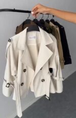 ترنچ کت کوتاه کتان کد 1140 - Image 6