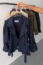 ترنچ کت کوتاه کتان کد 1140 - Image 5