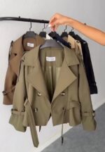 ترنچ کت کوتاه کتان کد 1140 - Image 4