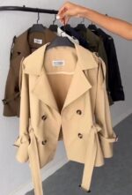 ترنچ کت کوتاه کتان کد 1140 - Image 2