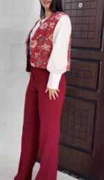 ست یلدا سه تیکه شومیز و شلوار و ژیله کد 1213 - Image 5