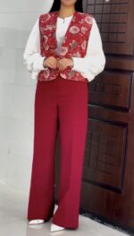 ست یلدا سه تیکه شومیز و شلوار و ژیله کد 1213 - Image 2