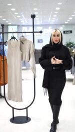 بافت دو تیکه بلند یقه گرد کد 1214 - Image 2