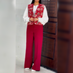 ست یلدا سه تیکه شومیز و شلوار و ژیله کد 1213