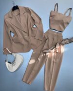 ست کت و شلوار و کراپ مدل ماهریس کد 1315 - Image 4