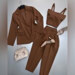 ست کت و شلوار و کراپ مدل ماهریس کد 1315