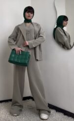 ست کت و شلوار و ژیله مدل مانلی جنس مازراتی کد 1319 - Image 2