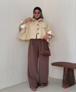 ست پانچ کوتاه و شلوار مدل ماهک کد 1336 - Image 6