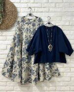 ست شومیز و دامن مدل گلی کد 1426 - Image 10