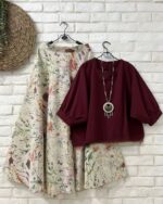 ست شومیز و دامن مدل گلی کد 1426 - Image 3