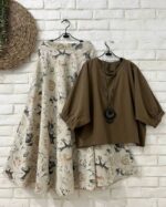 ست شومیز و دامن مدل گلی کد 1426 - Image 4