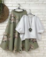 ست شومیز و دامن مدل گلی کد 1426 - Image 5