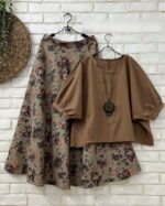 ست شومیز و دامن مدل گلی کد 1426 - Image 7