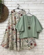 ست شومیز و دامن مدل گلی کد 1426 - Image 6