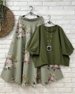 ست شومیز و دامن مدل گلی کد 1426 - Image 9