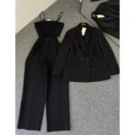 ست سه تیکه کت و شلوار و کراپ مدل روجان کد 1542