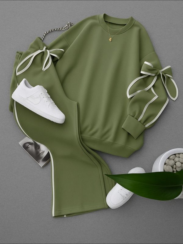 ست دورس و شلوار خط دار پاپیونی کد 6227 - Image 3