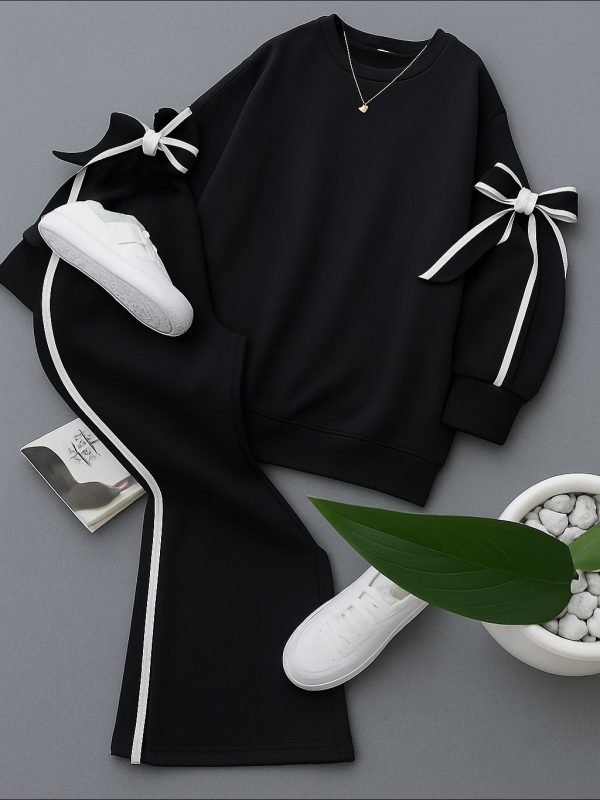 ست دورس و شلوار خط دار پاپیونی کد 6227 - Image 2