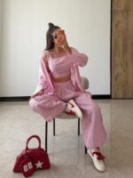 ست 3 تیکه کراپ و شومیز و شلوار مدل روجا کد 6719 - Image 6